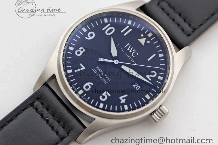 MIROTIME 0122 Vibrant Mark XVIII IW327001 SS M+F 1:1 Best Edition Black Dial on Black Leather Strap A 7055